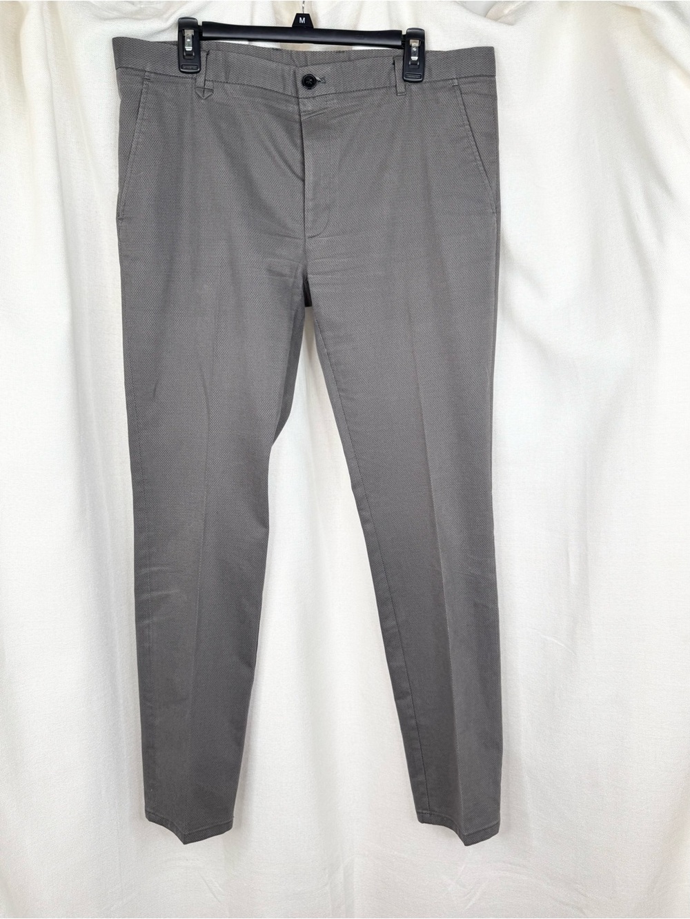 HUGO Hugo Boss Dress Pants Mens M Gray Micro-Pattern Slim Flat Front 36R